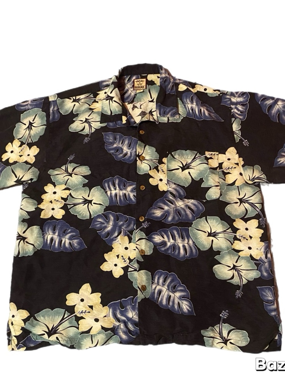 Tommy Bahama Men’s XL Hawaiian 100% Silk Wooden Buttons
